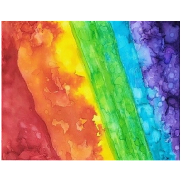 Hand Crafted Abstract Rainbow Design 11x14 Inches Canvas Painting - Picture 3 of 4